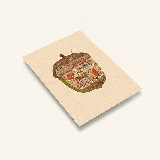 Tiny Acorn Cottage print - A4