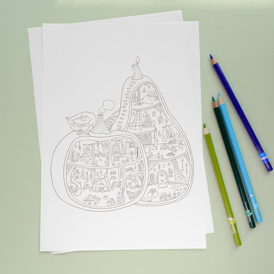 Tiny Pumpkin Cottage - Coloring page