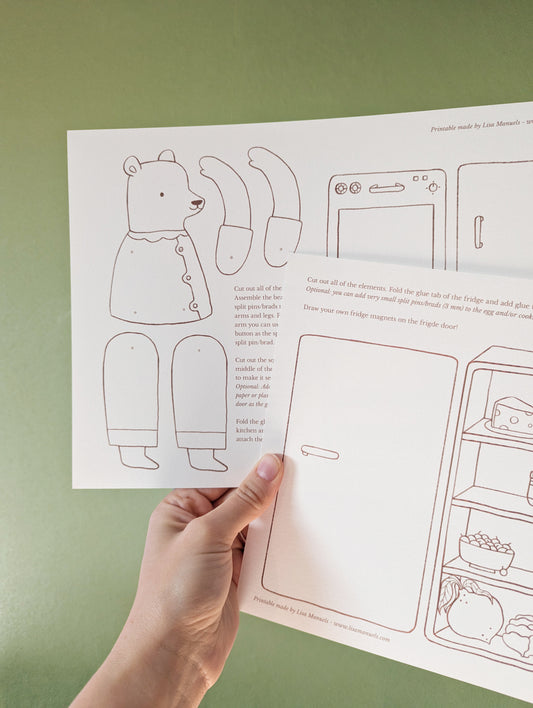 Bake with Bear Printable - Coloring Version