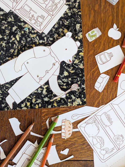 Bake with Bear Printable - Coloring Version