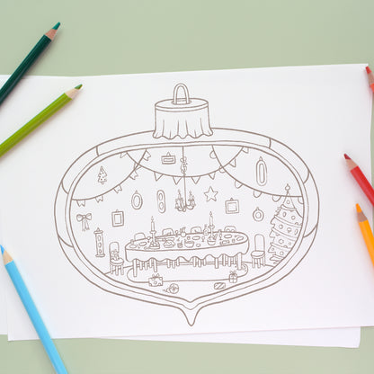 Tiny Christmas Dining Room - Coloring page
