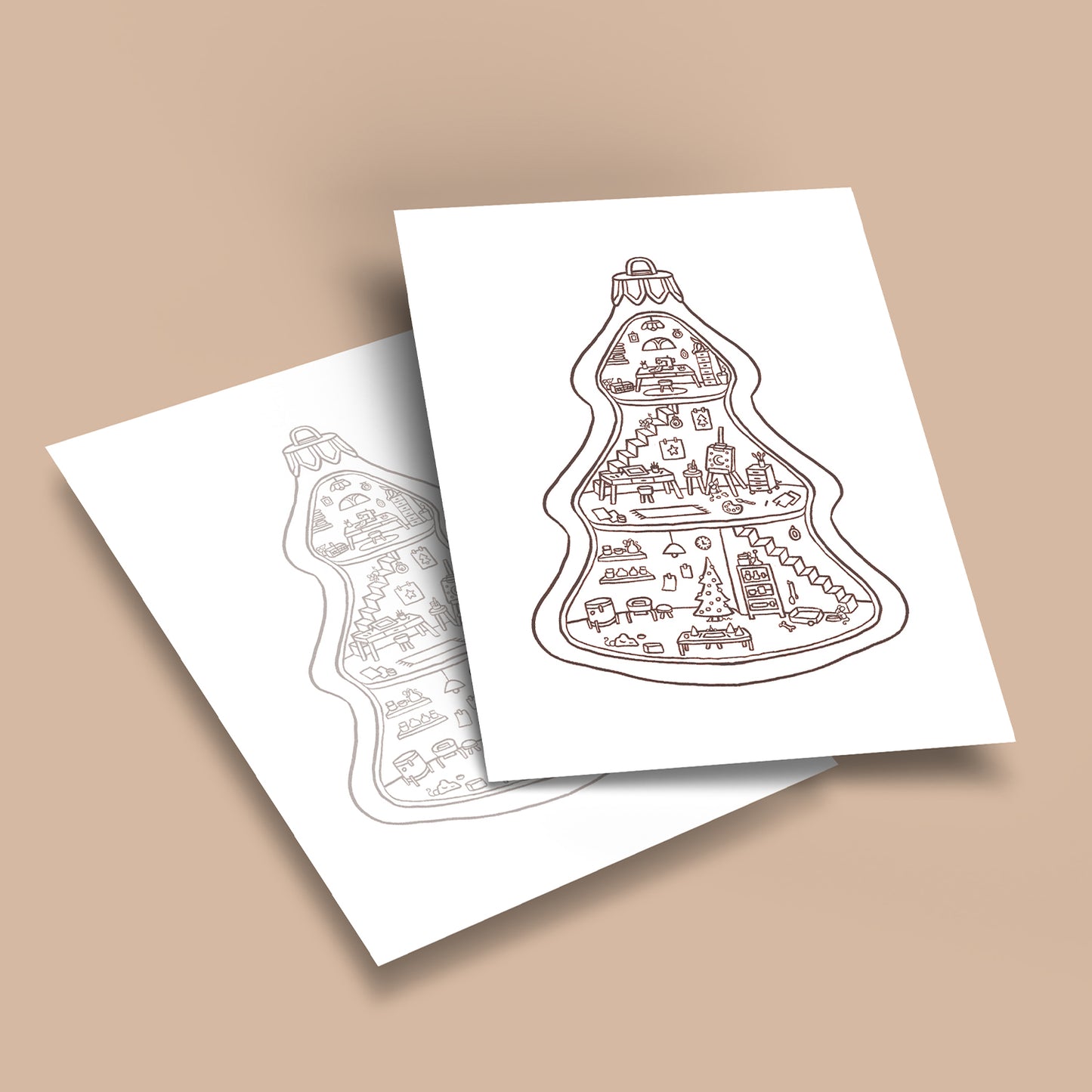 Tiny Christmas Craft Room - Coloring page