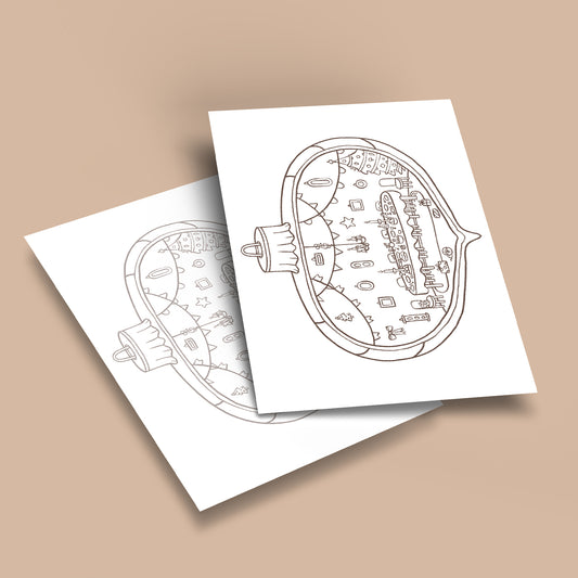 Tiny Christmas Dining Room - Coloring page