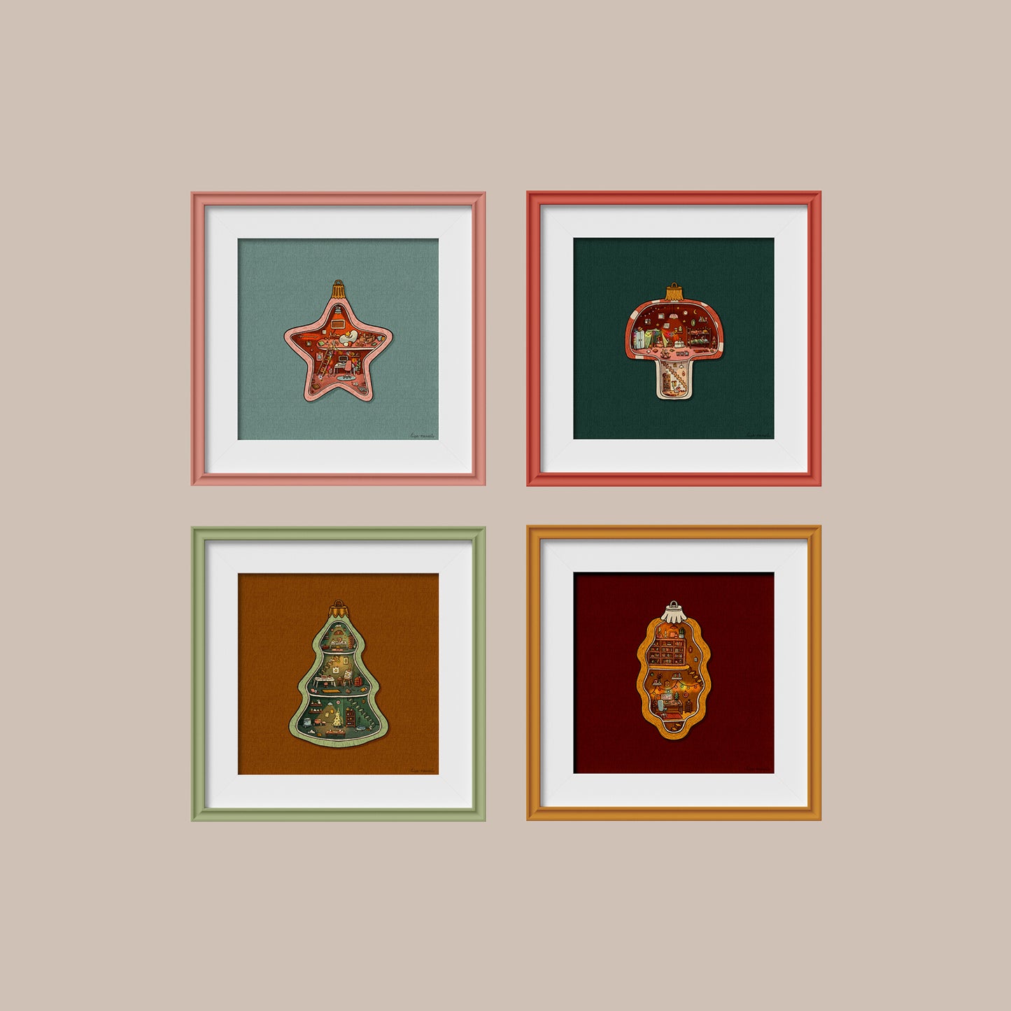 Tiny Christmas Kids Room print - 30 x 30 cm