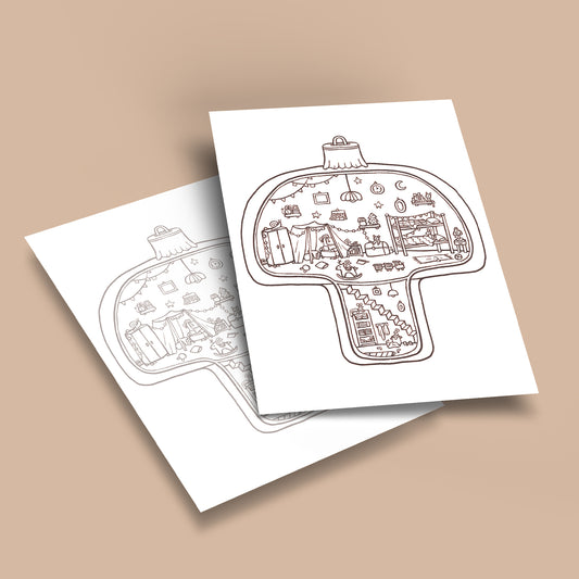 Tiny Christmas Kids Room - Coloring page