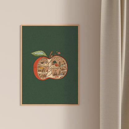 Tiny Apple Cottage print - A4