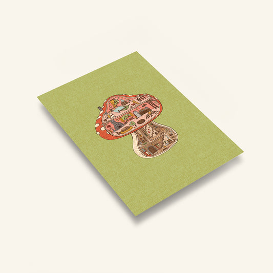 Tiny Mushroom Cottage print - A4