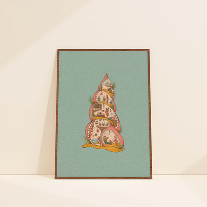 Tiny Seashell Cottage print - A4
