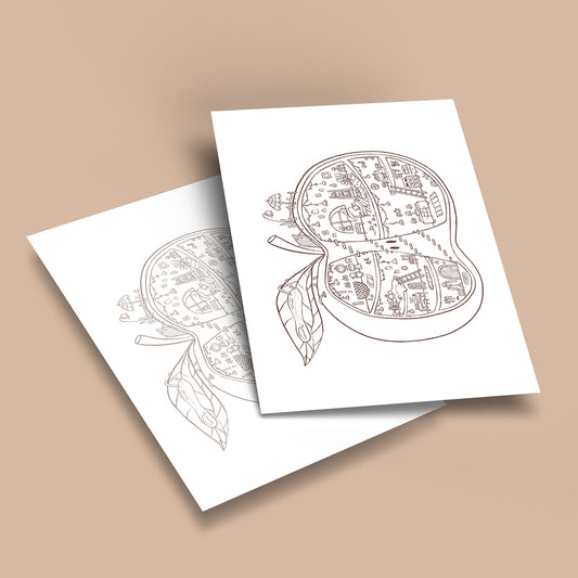 Tiny Apple Cottage - Coloring page