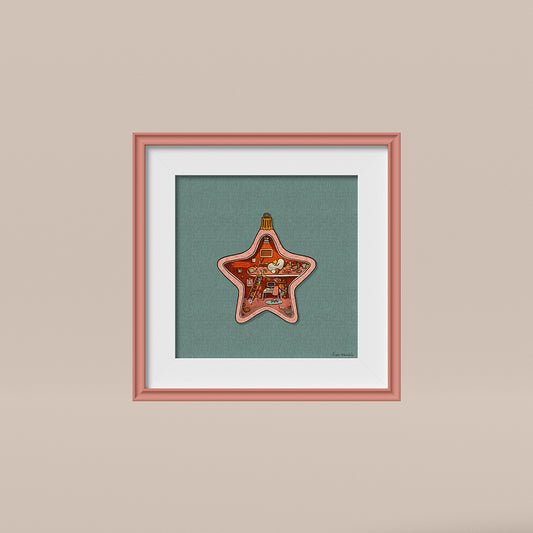 Tiny Christmas Game Room print - 30 x 30 cm