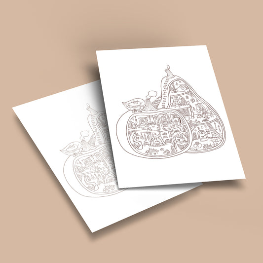 Tiny Pumpkin Cottage - Coloring page